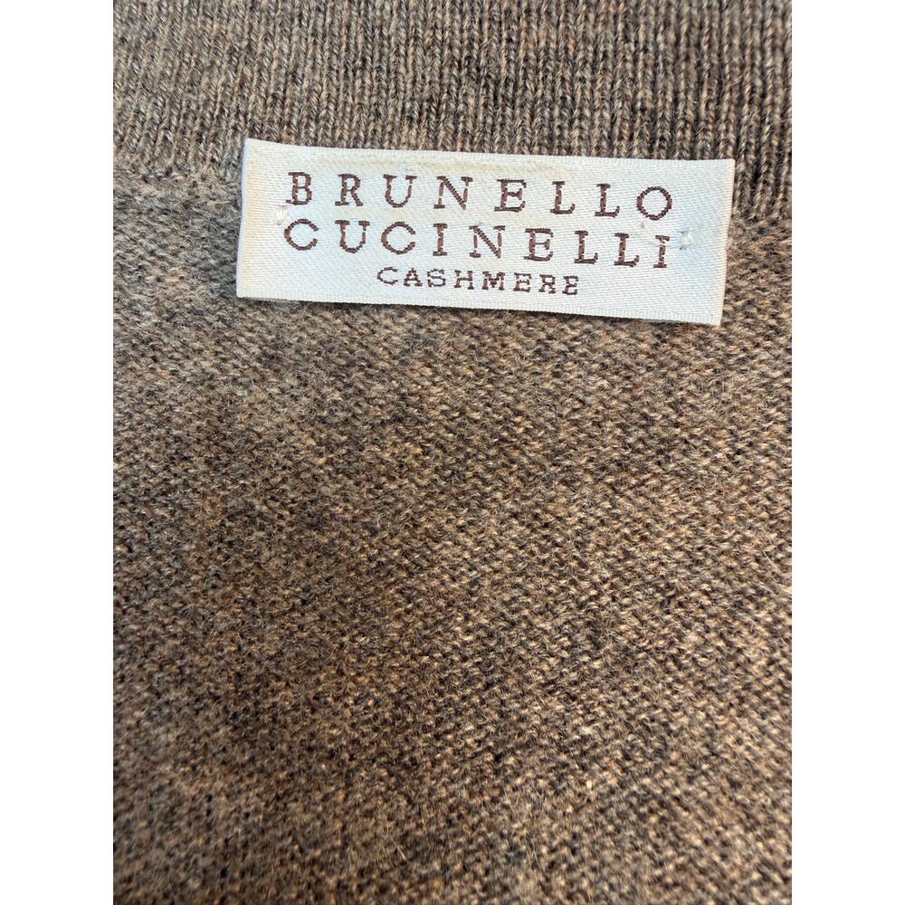 Brunello Cucinelli Cashmere Cardigan Sweater Brown Open Front Size M - Picture 4 of 8